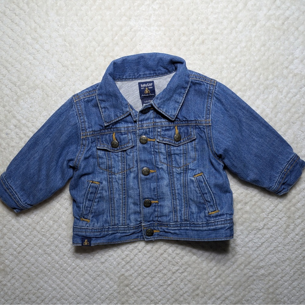 babyGAP Kids‎ Medium Wash Denim Trucker Jacket Jersey Lined Blue 3-6 Months